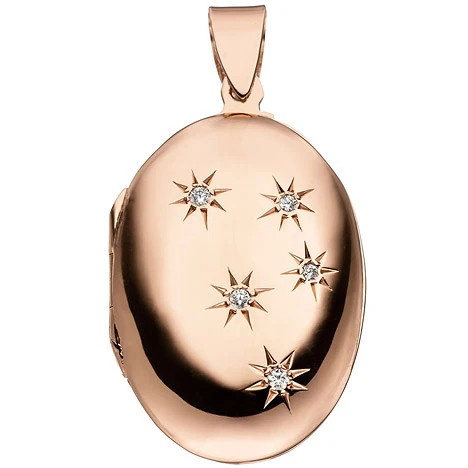 Colfem Medaillon oval, 925 Silber, Roségold vergoldet, Zirkonia, Unisex - Bild 1