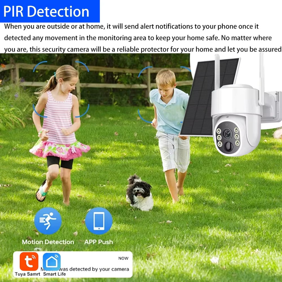 Tuya 5MP Wifi PTZ Solar Kamera mit PIR Erkennung und Farb-Nachtsicht für Outdoor Home Security in Weiß - Bild 2