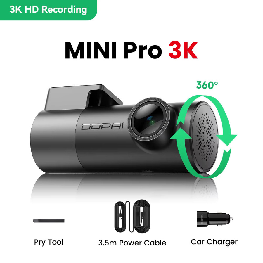 DDPAI Dashcam MINI Pro 3K HDR 1620P Auto-Videorekorder mit 143° Weitwinkel, Nachtsicht, WDR, Sprachsteuerung, 24-Stunden-Parküberwachung und WLAN in Schwarz - Bild 5