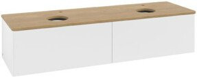 V&B Waschtischunterschrank Antao ohne Frontstruktur in Eiche Honig und Weiß lackiert, B: 160 cm, T: 50 cm - Bild 1