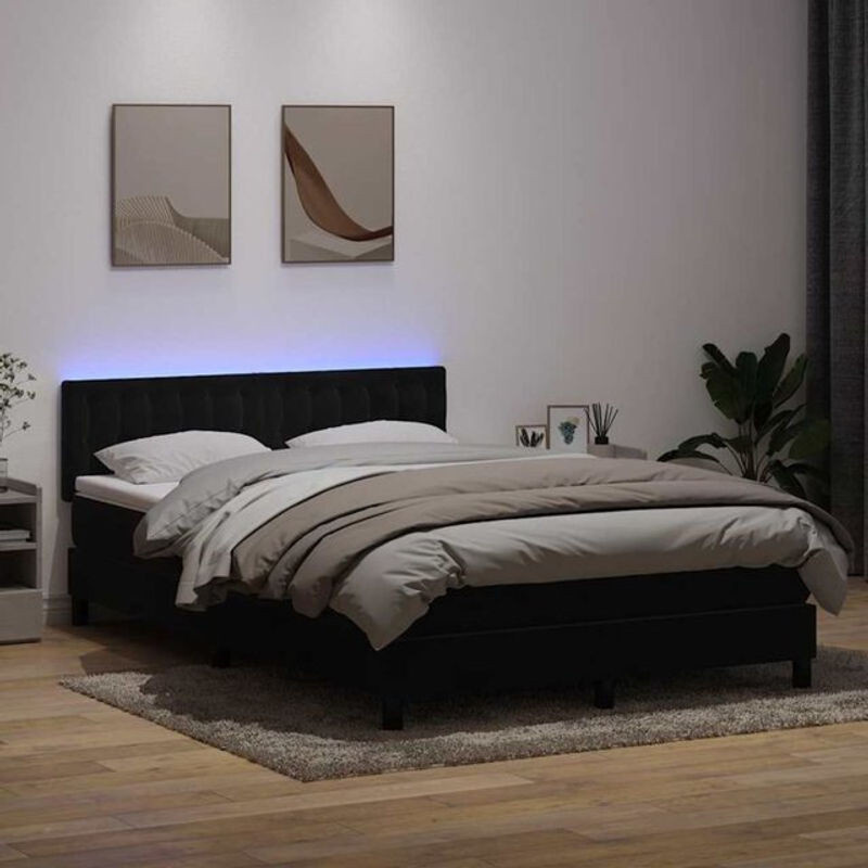 vidaxl Boxspringbett mit Matratze aus Samt in Schwarz, B/T/H: 160 x 210 cm - Bild 1