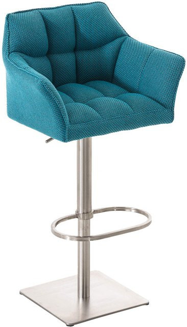 TPFLiving Barhocker Damaskus mit Edelstahlgestell und Stoffbezug in Türkis, 360 Grad drehbar, Modernes Design - Bild 1