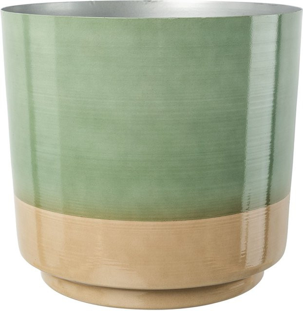 Übertopf COLORES von GASPER in Grün, rund, aus Metall und Keramik, Durchmesser: 25,0 cm - Bild 1
