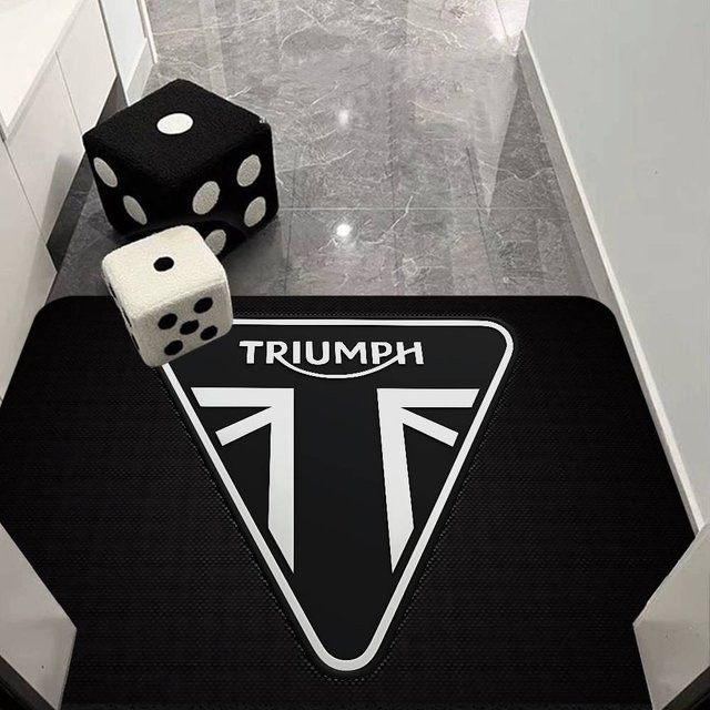 T-Triumph Motorrad Logo Fußmatte in Schwarz, rutschfest und waschbar, B/T: 90 x 60 cm - Bild 1