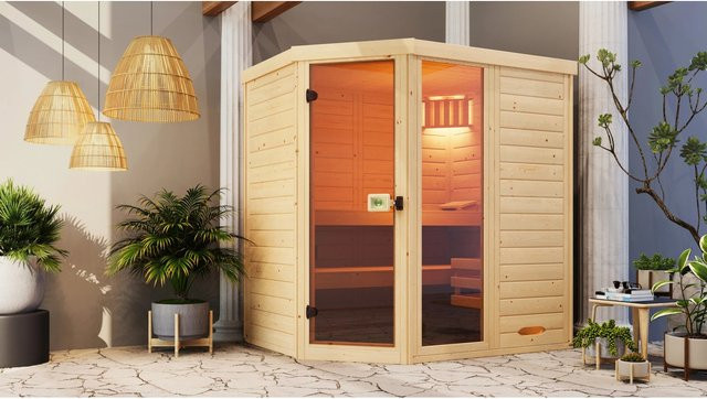 WEKA Massivholzsauna Laukkala 2 für 6 Personen in Braun inklusive 4 kW Ofen mit externer Steuerung - Bild 3
