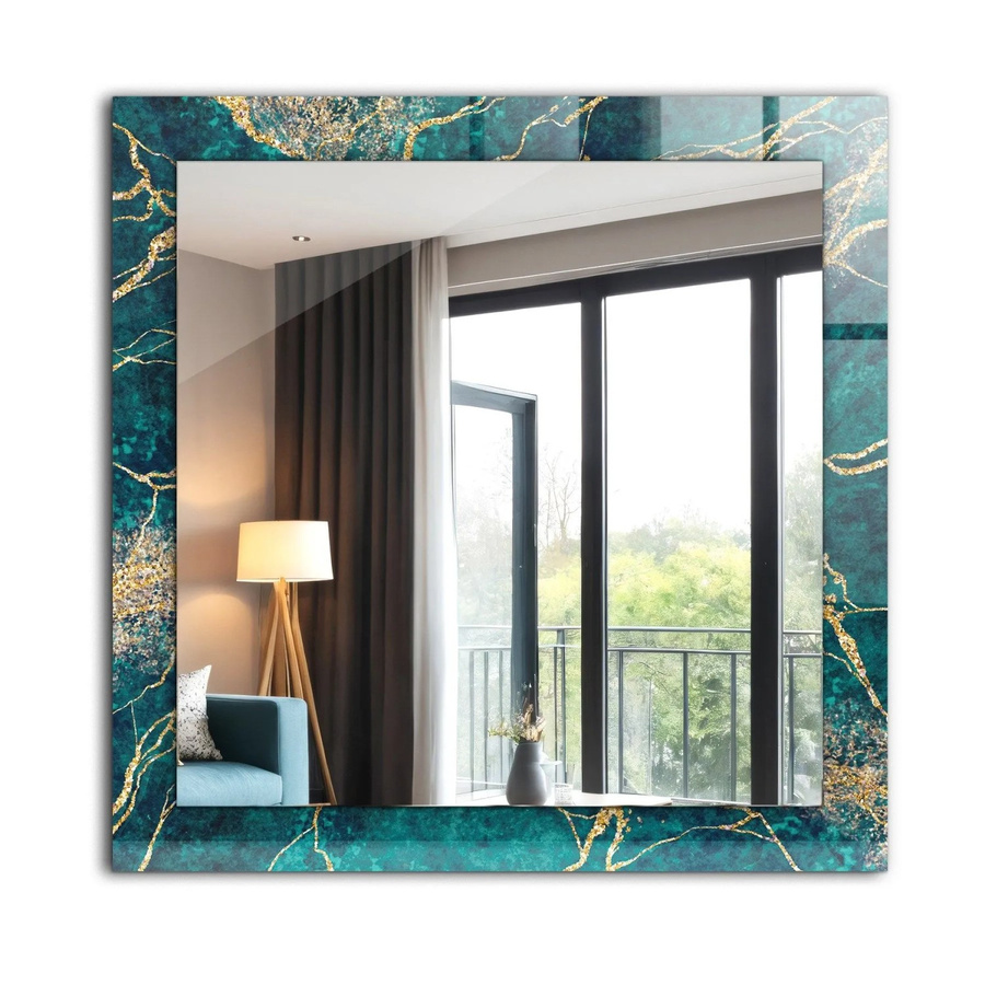 Tulup Wandspiegel mit Motivdruck Grüner Marmor, Rechteckig, B/H: 60 x 60 cm - Bild 2