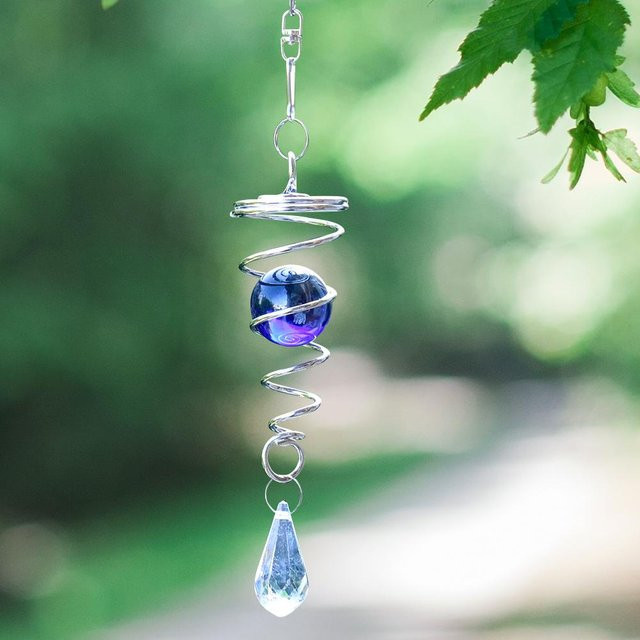 FEE Rotierender Windspinner mit Kristall Glas Ball Anhänger aus Metall für Garten und Fenster - Bild 1