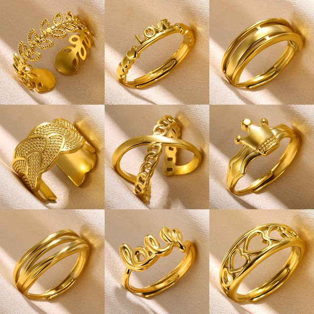 ETCAVCE Ring Edelstahl, Gold, Herz, Damen - Bild 1