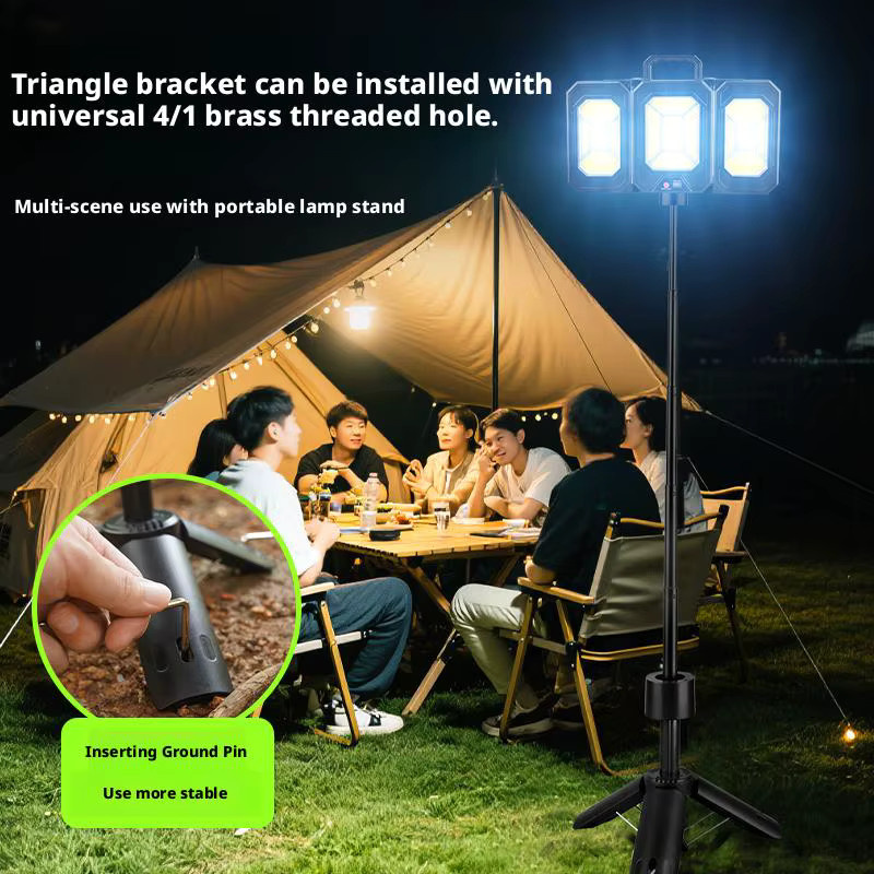 ESMARTER Solarbetriebene Campinglaterne in Schwarz, ausziehbar und faltbar mit Touch-Bedienung als Notfall-Handbeleuchtung und Flutlicht für den Garten - Bild 4