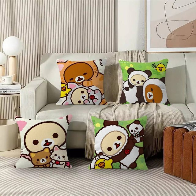 Beast Kingdom Rilakkuma Kissenbezug mit Cartoon-Anime-Print, quadratisch, Mehrfarbig, Breite: 30 cm, Höhe: 30 cm - Bild 1
