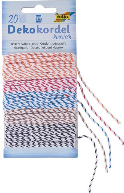Folia Dekokordel klassisch gestreift in Weiß, Blau, Schwarz und Multicolour - Bild 1