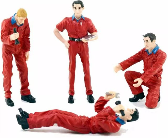ART CROWN MODEL Mechaniker Actionfiguren, 4-teiliges Set, Maßstab 1:18, Kunstharz - Bild 1