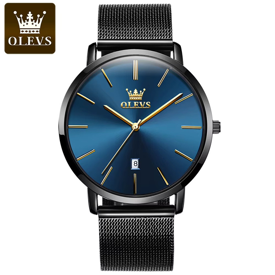 OLEVS Armbanduhr Quarz, Edelstahl, Blau, Herren - Bild 6