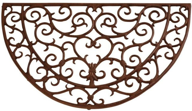 Esschert Design Fußabtreter Fußmatte aus Gusseisen im Jugendstil, Halbrund, Antik-Braun, B: 67 cm, T: 40 cm - Bild 1