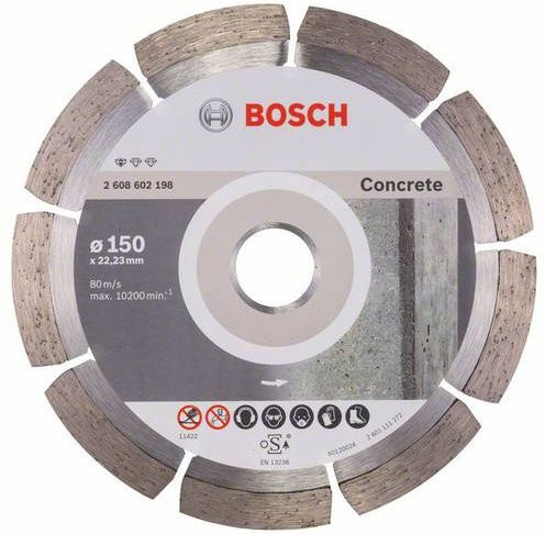 Bosch Diamanttrennscheibe Standard für Beton Durchmesser: 150 mm, B/H/T: 150 x 22,23 x 10 mm - Bild 1