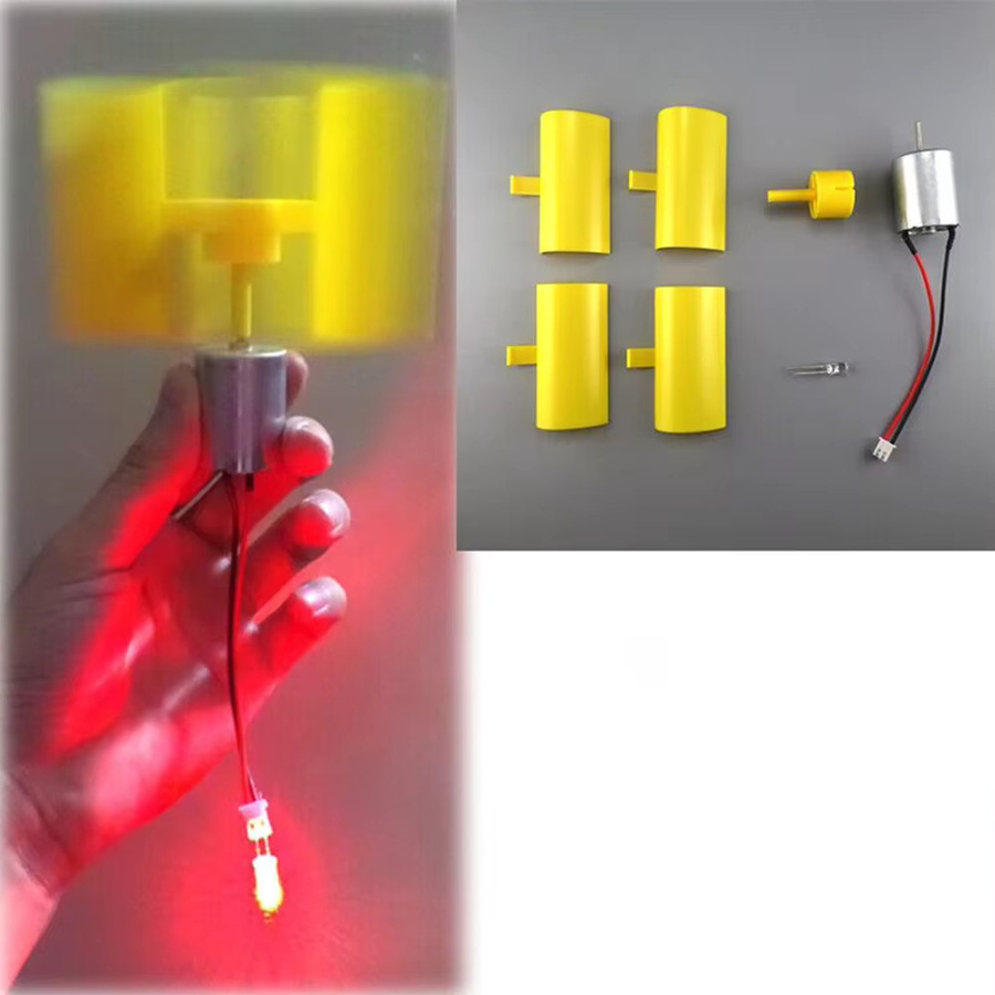 LEENKEA Mini Vertikale Wind Generator Kits, Wind Turbine Kit, Lehrmodell, Wind Turbine Lehre Experiment Werkzeuge, Kunststoff, Gelb - Bild 1
