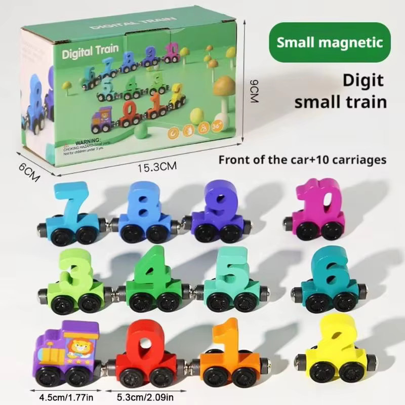 Hölzerner Zahlen-Magnetzug, Bunte Bausteine, Fahrzeuge, ab 3 Jahre - Bild 2