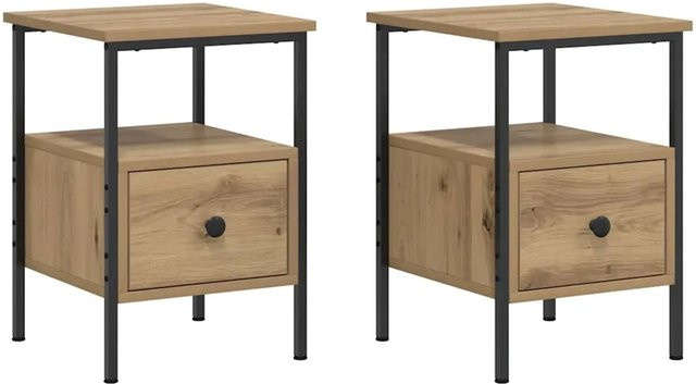 vidaXL Nachttische 2er Set Artisan-Eiche Braun B/T/H: 34 x 36 x 50 cm - Bild 1