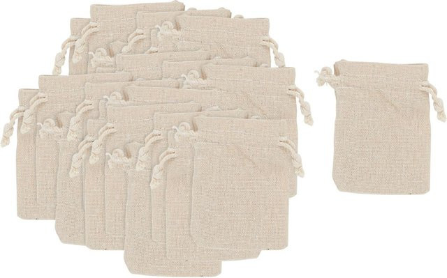VBS Beutel mit Zugband in Beige aus Baumwolle und Polyester, B/H: 9 x 7 cm - Bild 1
