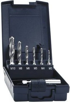 Exact 05877 Kombigewindebohrer Set 7-teilig metrisch M3 bis M10, rechtsschneidend aus HSS-E Cobalt, Farbe: Silber - Bild 1