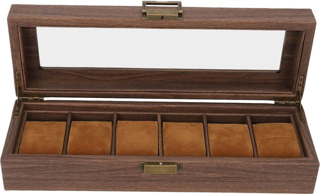 TOMTOP JMS Uhrenaufbewahrungs-Displaybox, 6er, braun, Herren - Bild 1