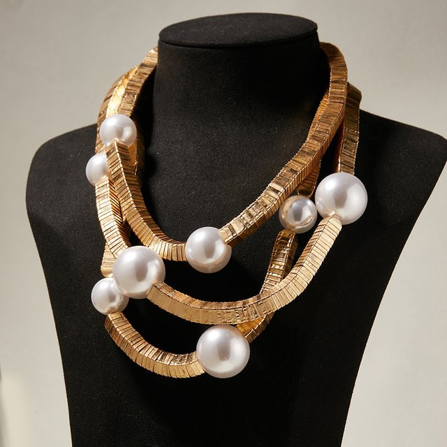 LESHORE Halskette, Perle, Gold, Damen - Bild 1