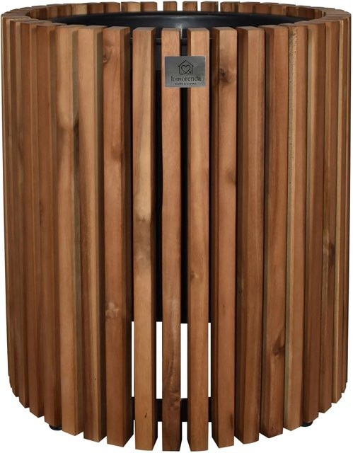 LAMORENDA Pflanzgefäß mit Einsatz aus Akazienholz in Dunkelbraun, B/T/H: 31 x 31 x 35 cm - Bild 1
