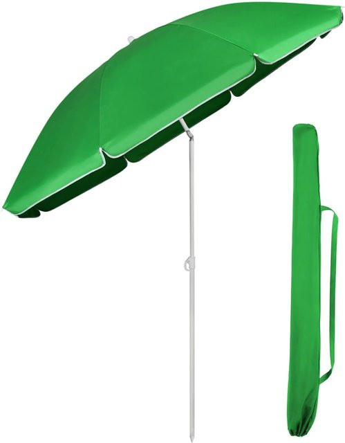 Sekey Sonnenschirm Grün, runder Balkonschirm und Strandschirm aus Polyester mit Schutzhülle, Durchmesser: 180 cm - Bild 1