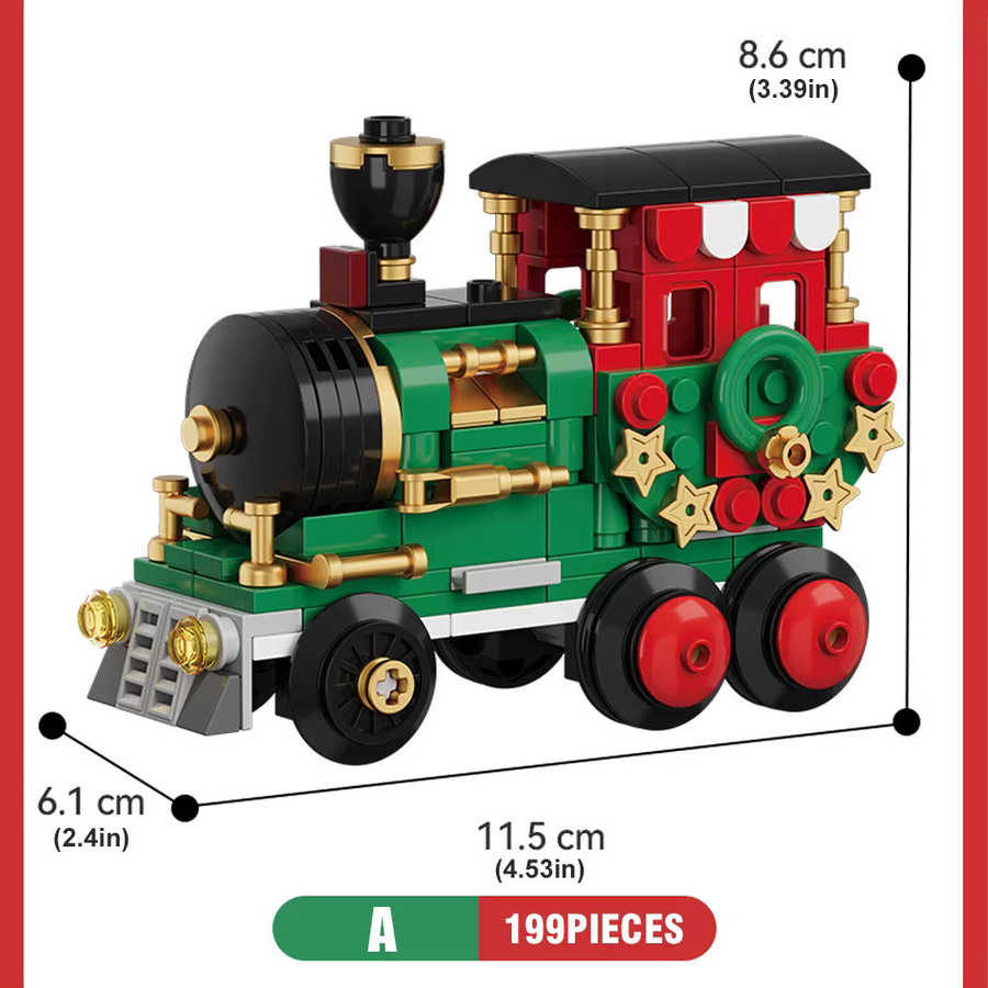 CONUSEA Weihnachts Bausteine Set mit Santa Claus, Schlitten und Kutsche, Mehrfarbiges DIY Montage Spielzeug für Kinder - Bild 4