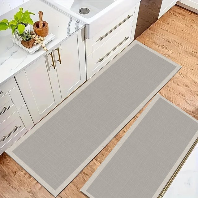 VIKAMA Rutschfeste Küchenmatte und Badezimmerfußmatte in Grau, schnelltrocknend und absorbierend - Bild 1