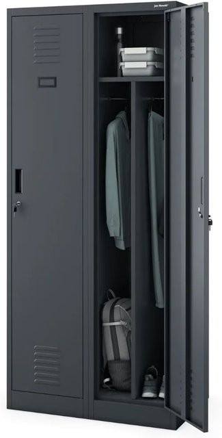 JAN NOWAK Umkleideschrank Spind KACPER mit 2 Abteilen in Anthrazit, H x B x T: 180 x 80 x 50 cm - Bild 1