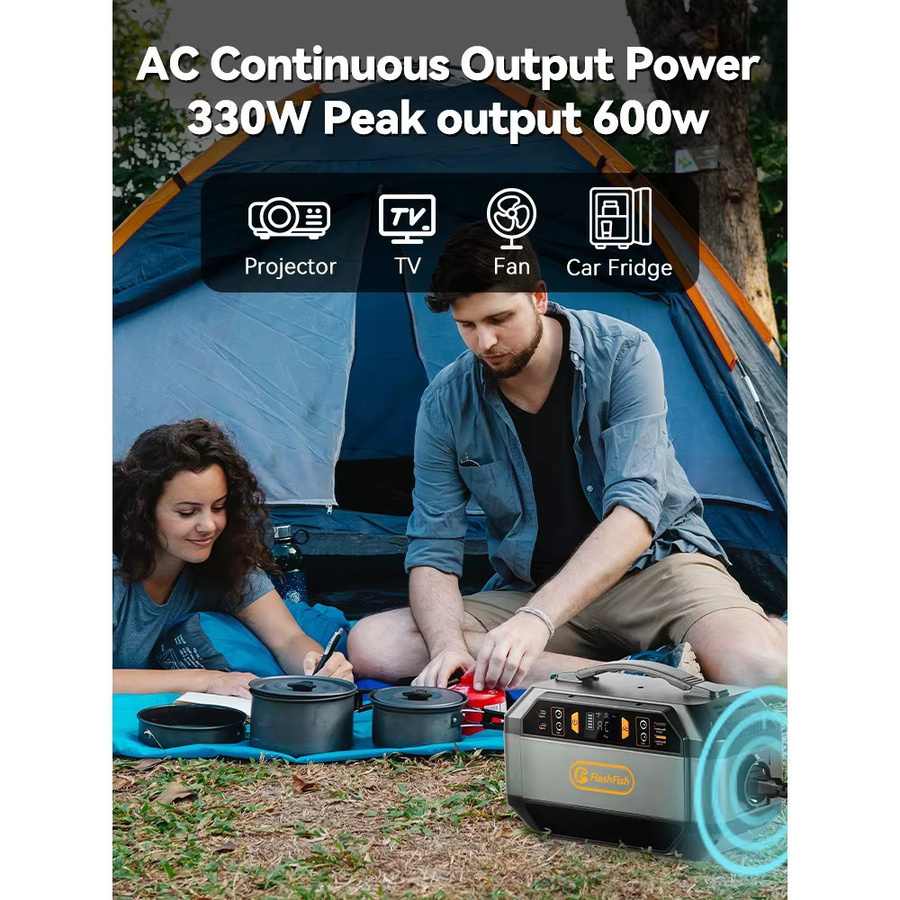 Flashfish P56 Tragbares Kraftwerk 288,6 Wh Akku Solargenerator mit 330 W AC-Ausgang und 600 W Spitze sowie 9 Ausgängen für Camping - Bild 2