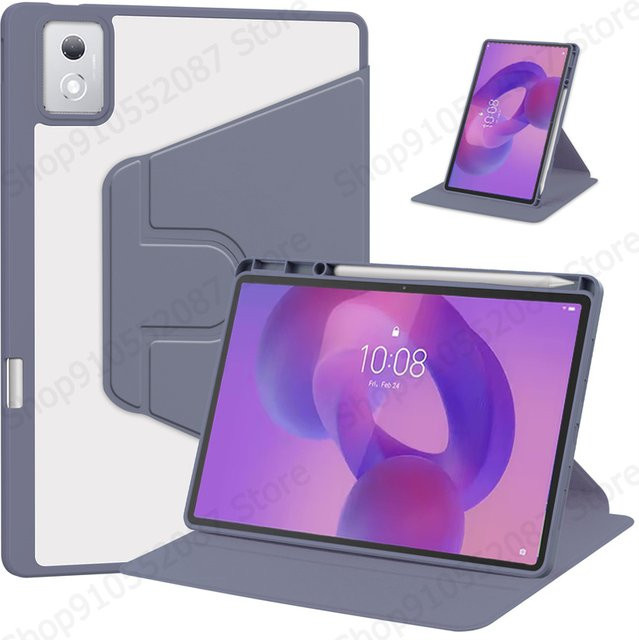 Lenovo Idea Tab Pro Hülle mit Stifthalter, 360 Grad drehbar, transparentes Acryl Hartschale Tablet-Coque für Idea Tab Pro 12.7 TB373fu - Bild 1