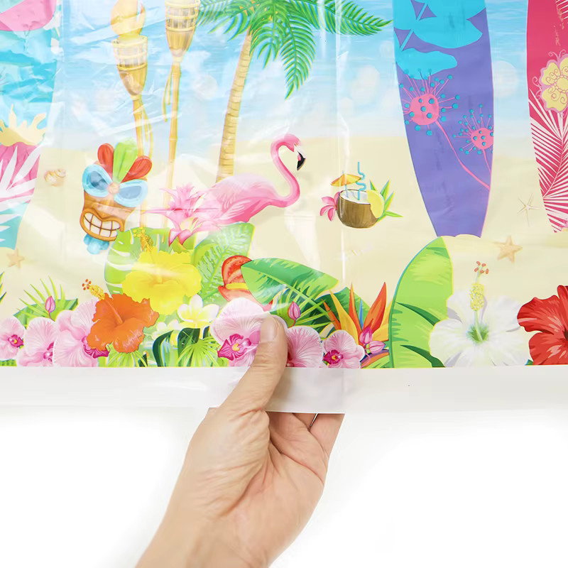 ZQNYCY Einweg Tischdecke Hawaiian Party mit Blumenmuster in Multicolour für Sommer Strand und Geburtstag - Bild 3
