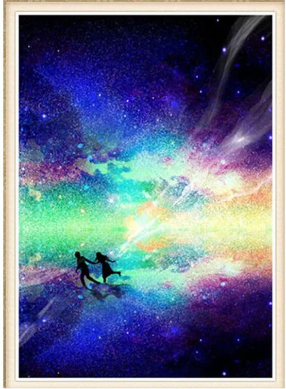 FIYO Diamond Painting Mond Landschaft Mozaik Set mit Tier-Motiv, Mehrfarbig, B/H: 30 x 20 cm - Bild 1