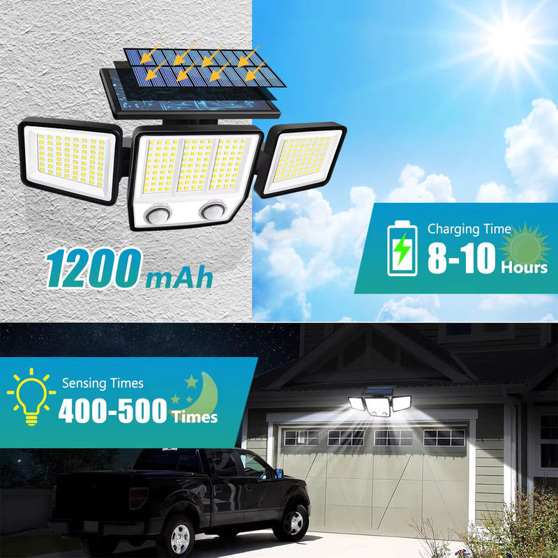 AMARYLLIS Solar-Flutlicht mit 3000 lm, 270 Grad Beleuchtung, zwei PIR-Bewegungsmeldern und 3 Modi, IP65 wasserdicht, Weiß - Bild 2