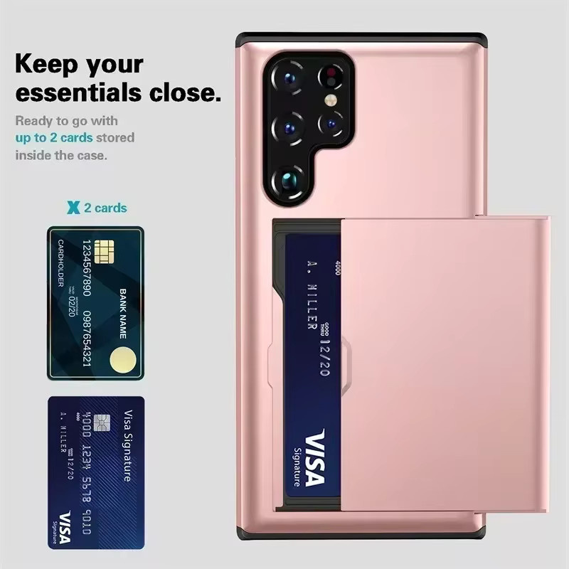 Stoßfeste Kartenfach-Hülle für Samsung Galaxy S26 Ultra S25 Edge S24 S23 S22 S21 FE Plus A57 A37 A27 A17 A07 A56 55 A16 A36 in Silber - Bild 2