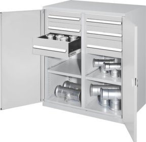Kappes Schwerlastbeistellschrank Mod. 71 in Grau mit Doppelwandtüren, Schubladen und Regalböden - Bild 1