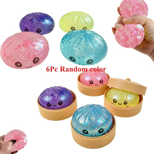 BC Pet Supplies Gedämpftes Brötchen Quetschspielzeug, Simulation Bao, mit Perlen und Glitzer, Weich Knetbar - Bild 1