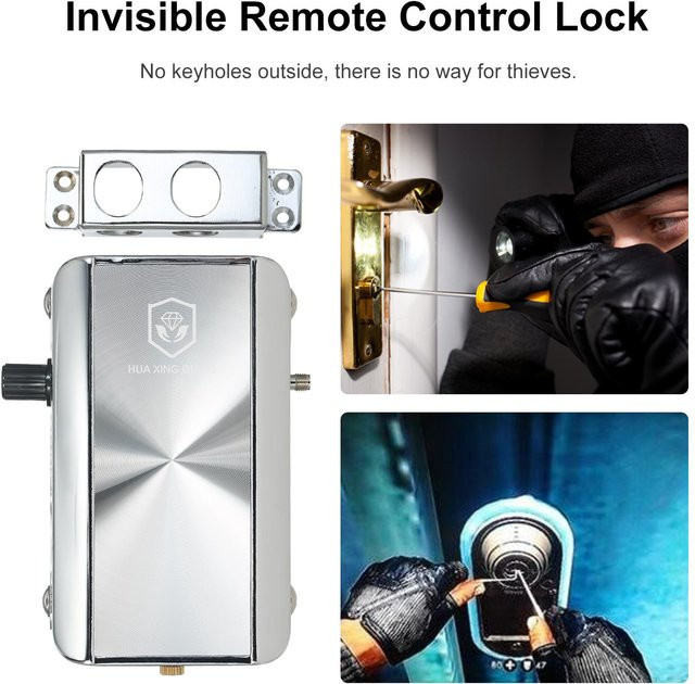 Elektronisches Haustürschloss-Set mfySpace mit Fernbedienung, intelligentes Schlüsselloses Zugangskontrollsystem und Diebstahlschutz, Silber - Bild 1