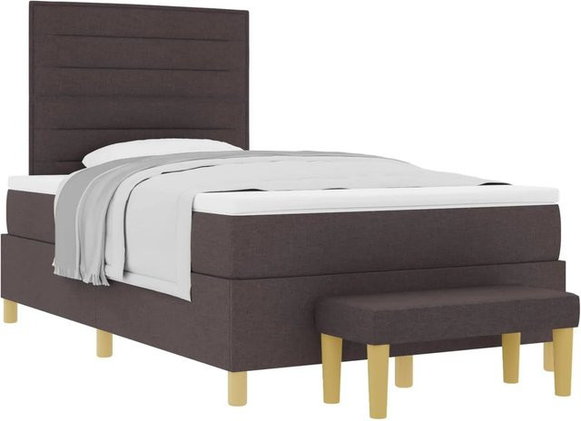 vidaXL Boxspringbett Dunkelbraun mit Matratze und Kopfteil aus Stoff, B/T: 120 x 200 cm - Bild 1