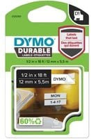 DYMO D1 Hochleistungs-Schriftband aus Vinyl, Farbe: Weiß, Schriftfarbe: Schwarz, Breite: 12 mm, Länge: 5,5 m - Bild 2