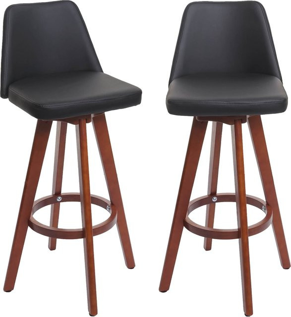 2er-Set Barhocker MCW-C43 aus Holz und Kunstleder in Schwarz, drehbar - Bild 1