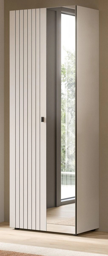 Garderobenschrank Loreno in Kaschmir mit Spiegel, modern und matt, B/H: 70 x 192 cm - Bild 1