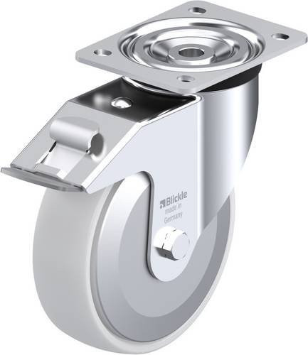 Blickle Lenkrolle L-PO 175G-FI-FA mit Feststeller, silber/weiß, Rad-Durchmesser: 17 cm, Tragfähigkeit: 400 kg - Bild 1
