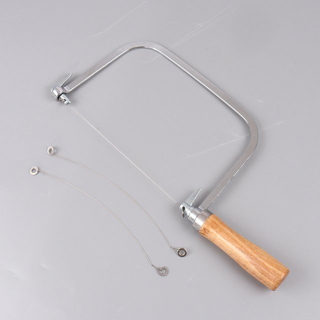 Seifen-Schneider-Set aus Holz und Edelstahl mit 2 Drahtklingen für die Herstellung von Seife, Kerzen und Wachs in Silber - Bild 1