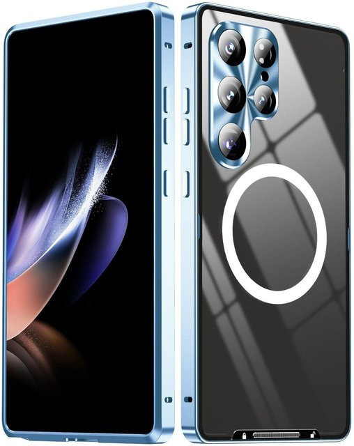 Samsung Galaxy S25 Ultra 5G Magnetische MagSafe Schutzhülle im Frosted Metall Design in Blau - Bild 1