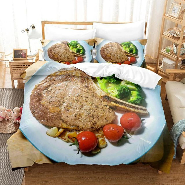 Bettwäscheset Rindersteak mit 3D-Druck von Your Warm Home, Farbe Beige, Material Mikrofaser, B/H: 135 x 200 cm - Bild 1