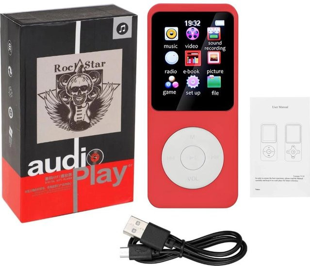 YJMP Electronic Mini MP3-MP4-Player mit Bluetooth, FM-Radio und integriertem Mikrofon in Rot - Bild 1