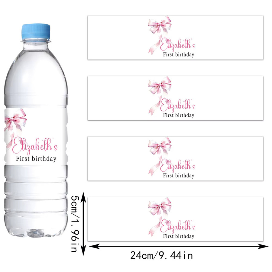 Personalisierte Wasserflaschenetiketten mit rosa Schleifen Motiv für Kindergeburtstage von joy-enlife, Farbe: Pink - Bild 3